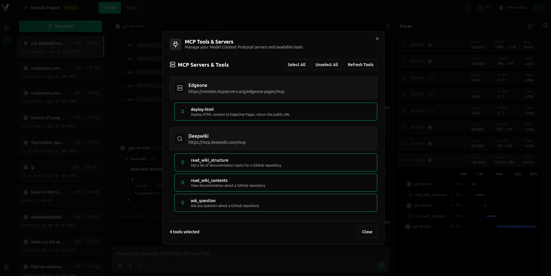 MCP Tools selection in Chat